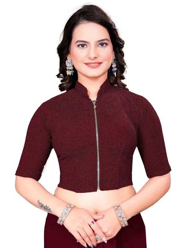 Maroon_Cotton_Blend_Blouse_For_Women