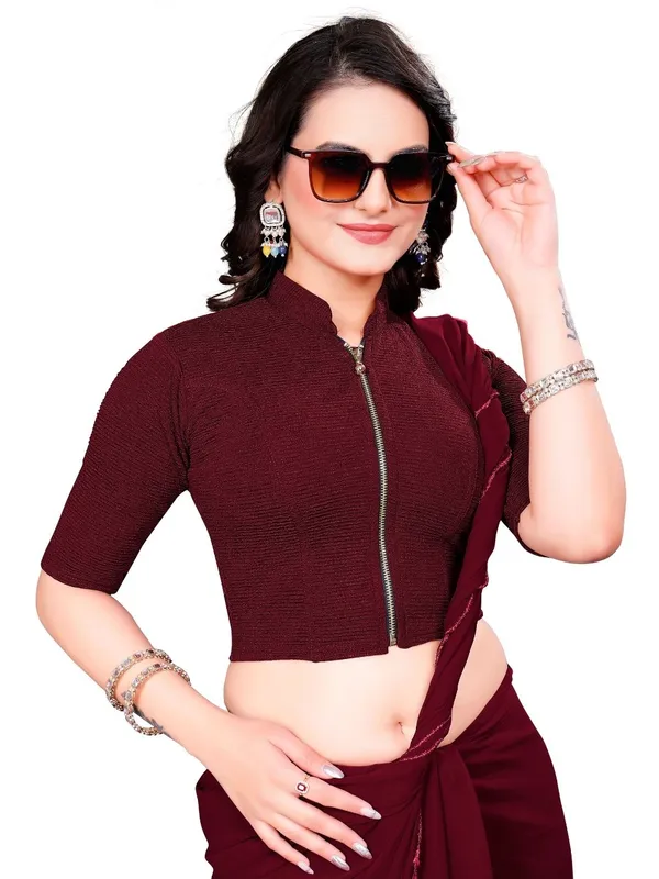 Maroon_Cotton_Blend_Blouse_For_Women