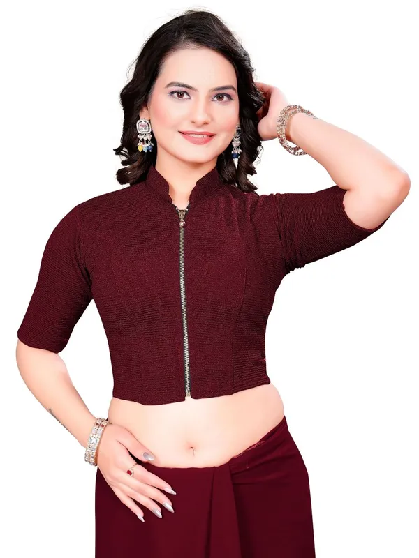 Maroon_Cotton_Blend_Blouse_For_Women