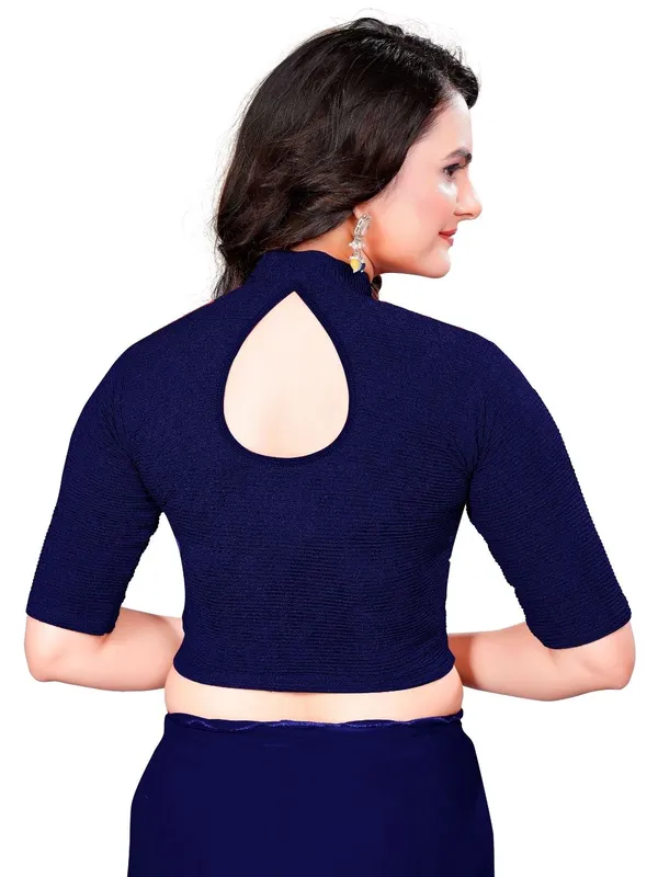 Navy_Blue_Cotton_Blend_Blouse_For_Women