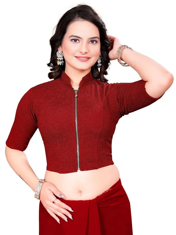 Red_Cotton_Blend_Blouse_For_Women