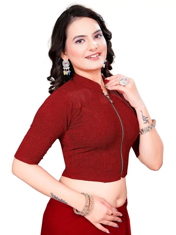 Red_Cotton_Blend_Blouse_For_Women