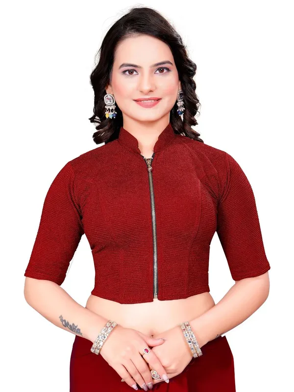 Red_Cotton_Blend_Blouse_For_Women
