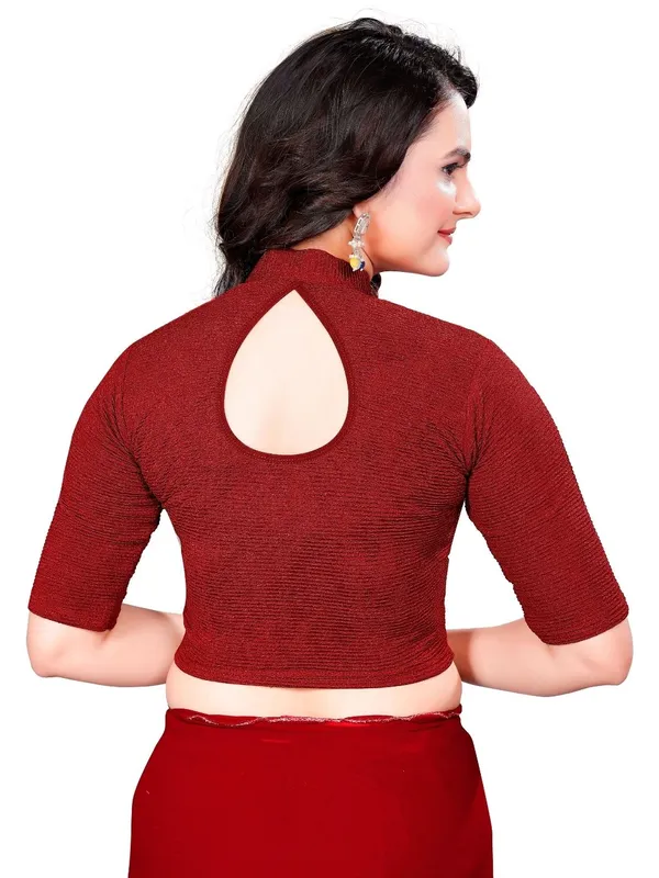 Red_Cotton_Blend_Blouse_For_Women