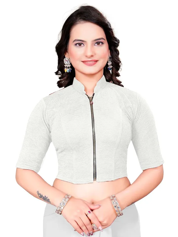 White_Cotton_Blend_Blouse_For_Women