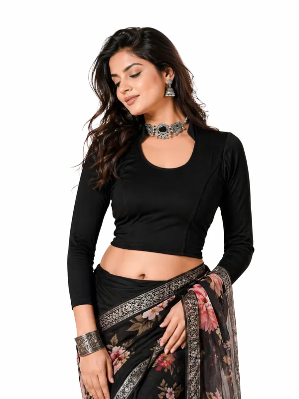 Black_Cotton_Blend_Blouse_For_Women