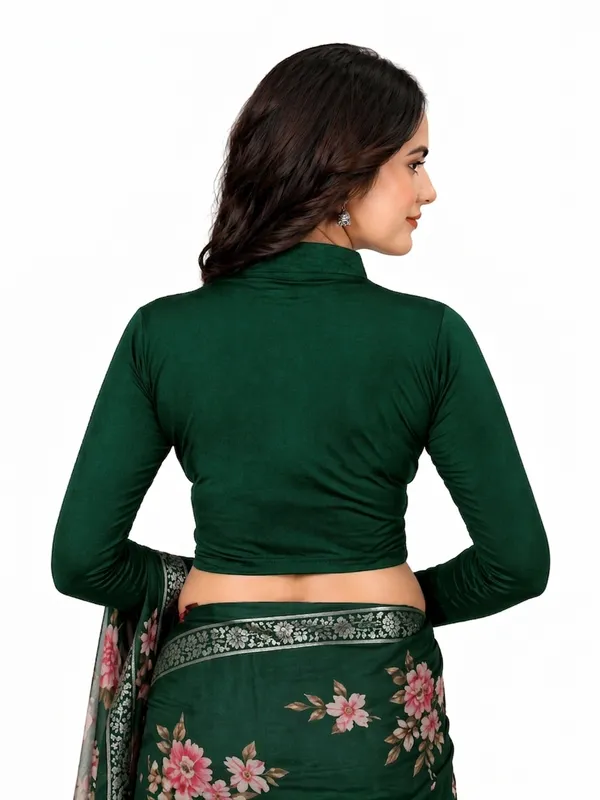 Bottle_Green_Cotton_Blend_Blouse_For_Women