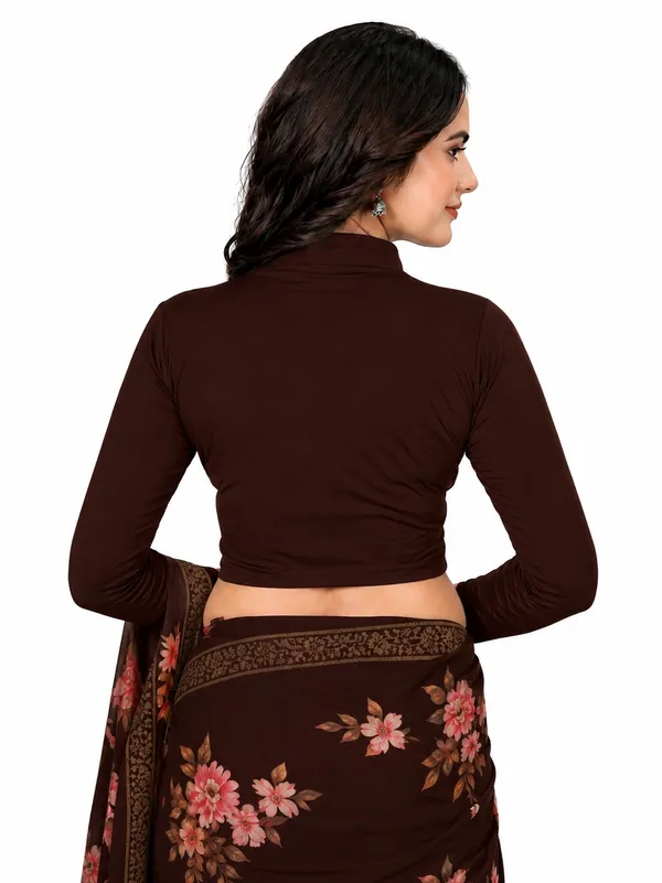 Coffee_Cotton_Blend_Blouse_For_Women