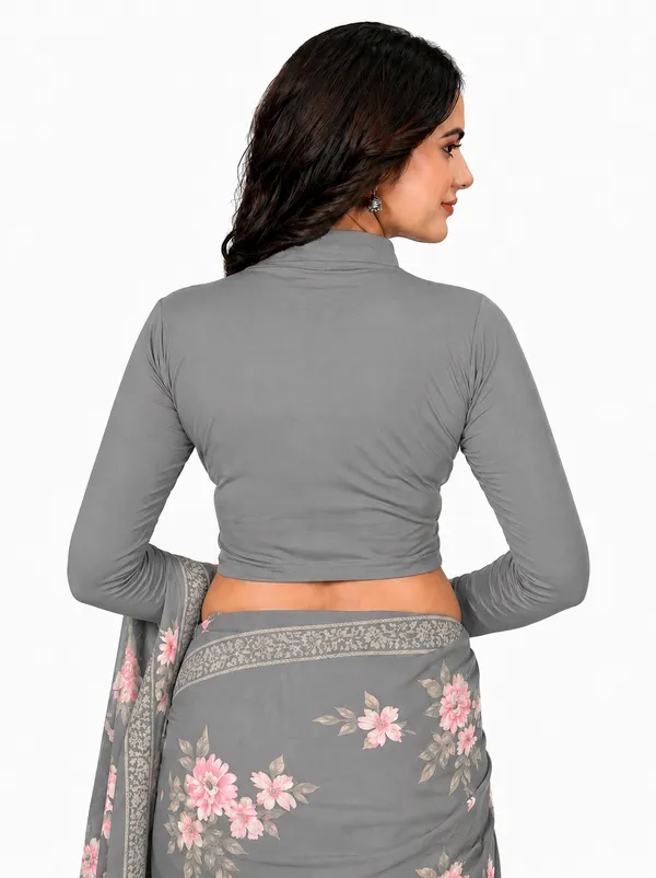 Grey_Cotton_Blend_Blouse_For_Women