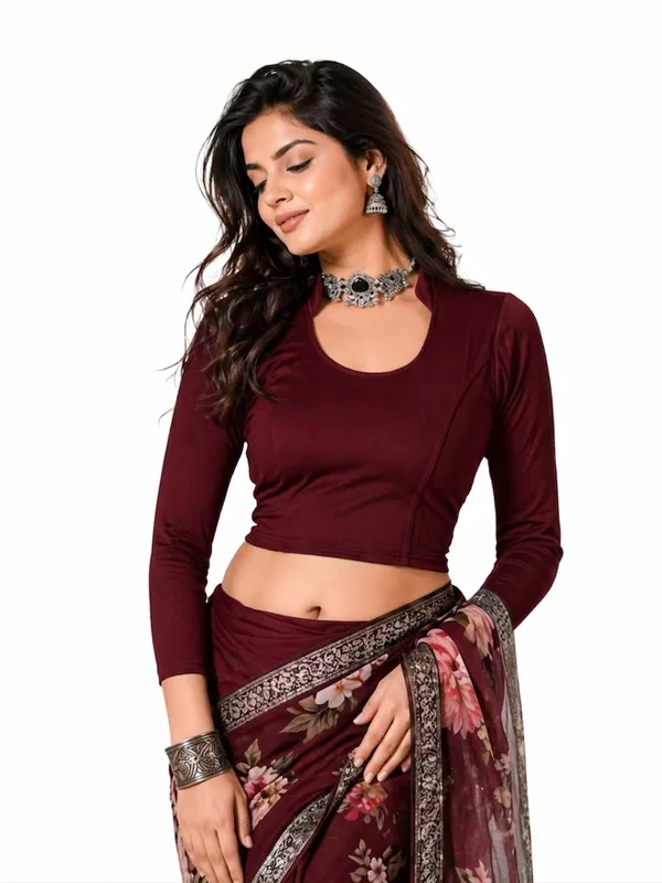 Maroon_Cotton_Blend_Blouse_For_Women