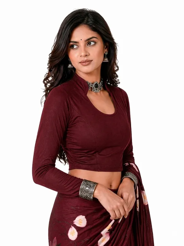 Maroon_Cotton_Blend_Blouse_For_Women