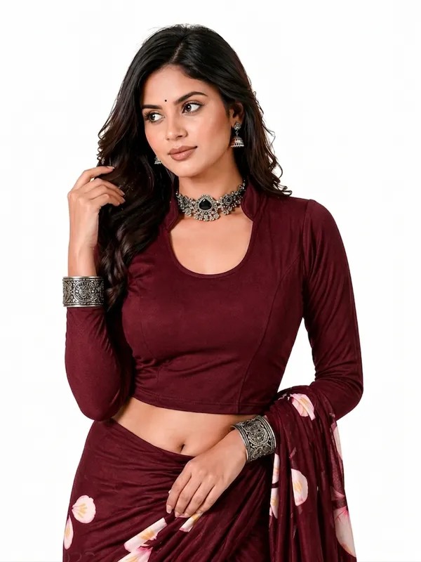 Maroon_Cotton_Blend_Blouse_For_Women