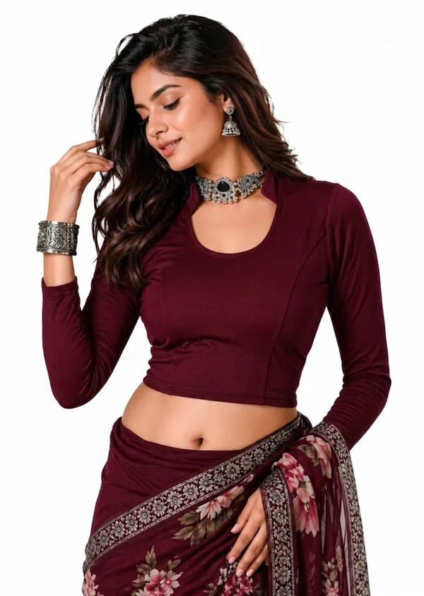 Maroon_Cotton_Blend_Blouse_For_Women