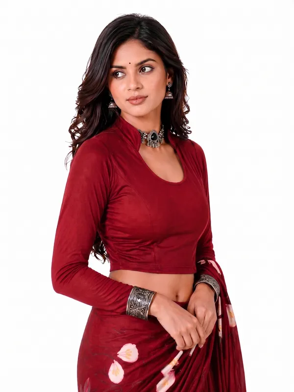 Red_Cotton_Blend_Blouse_For_Women