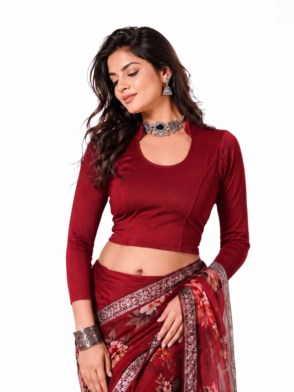 Red_Cotton_Blend_Blouse_For_Women