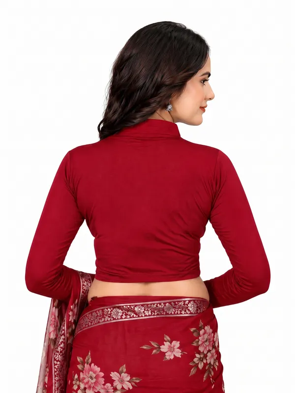 Red_Cotton_Blend_Blouse_For_Women