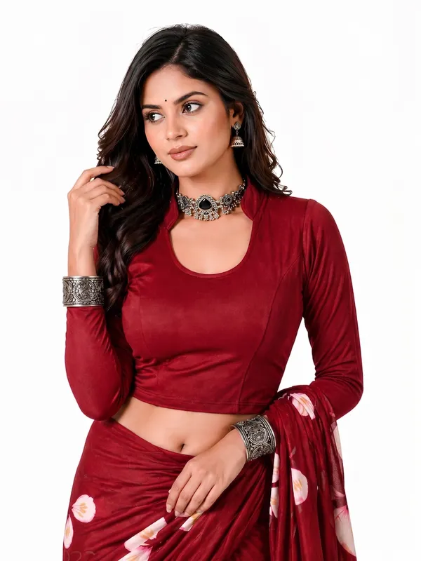 Red_Cotton_Blend_Blouse_For_Women