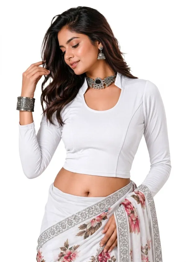 White_Cotton_Blend_Blouse_For_Women