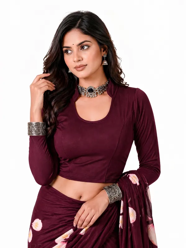 Wine_Cotton_Blend_Blouse_For_Women