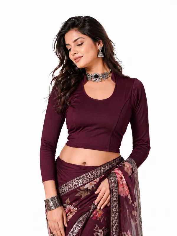 Wine_Cotton_Blend_Blouse_For_Women