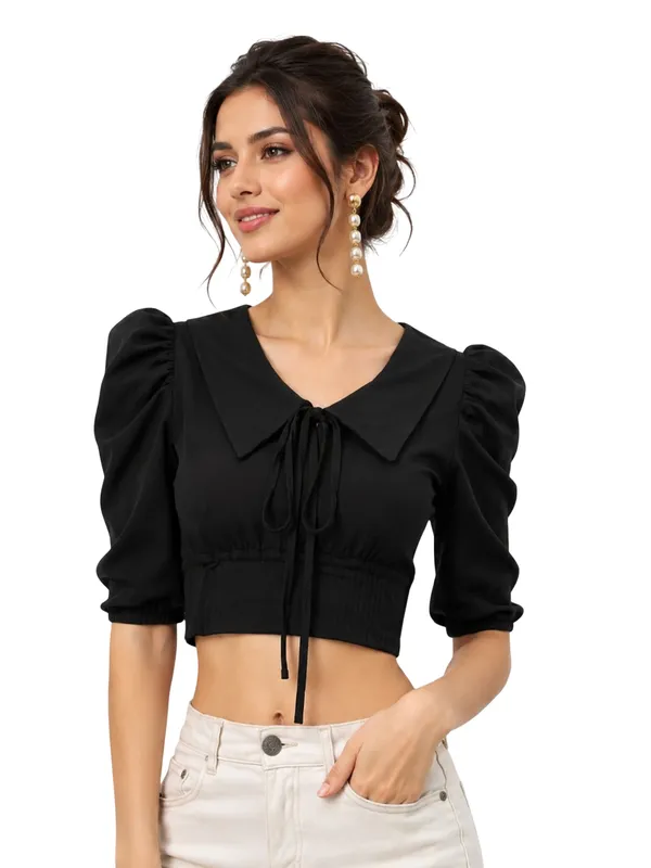 Black_Valentino_And_Cotton_Blend_Top_For_Women