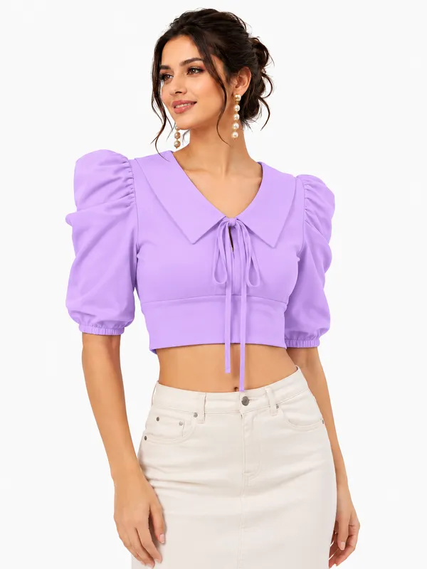Lavendar_Valentino_And_Cotton_Blend_Top_For_Women