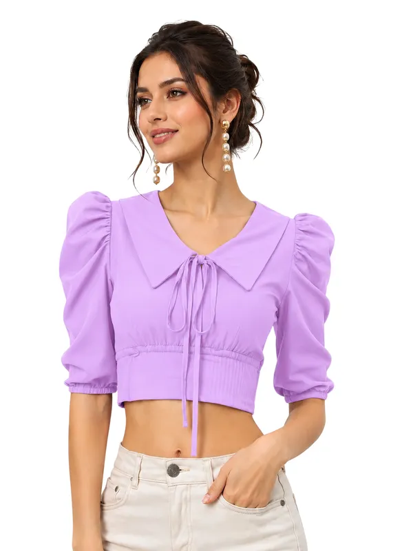 Lavendar_Valentino_And_Cotton_Blend_Top_For_Women