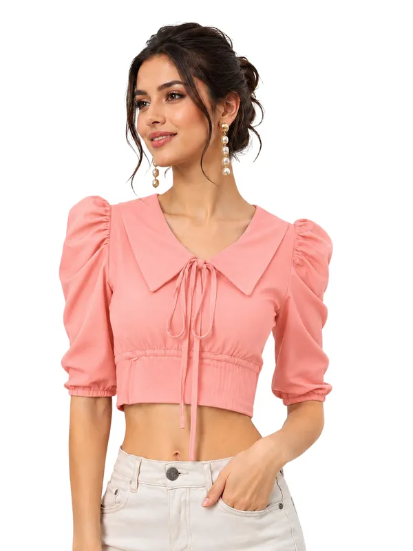 Peach_Valentino_And_Cotton_Blend_Top_For_Women