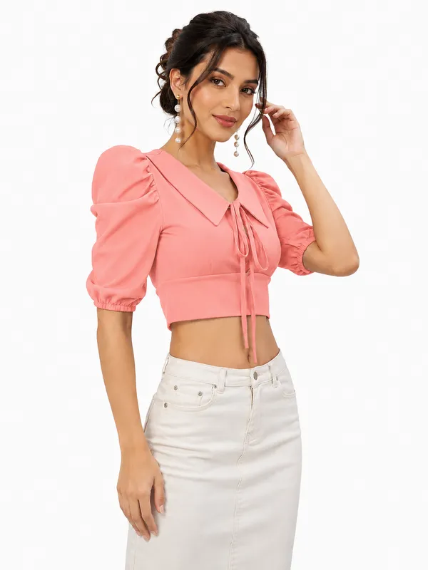 Peach_Valentino_And_Cotton_Blend_Top_For_Women