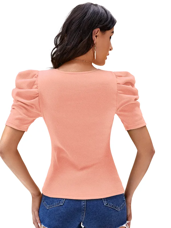 Peach_Valentino_And_Cotton_Blend_Top_For_Women