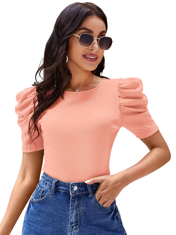 Peach_Valentino_And_Cotton_Blend_Top_For_Women