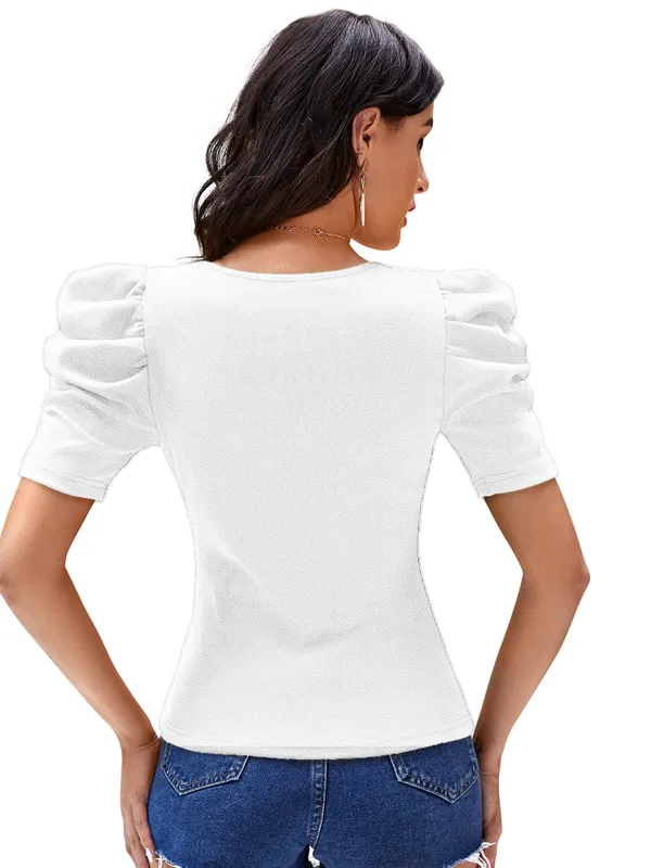 White_Valentino_And_Cotton_Blend_Top_For_Women
