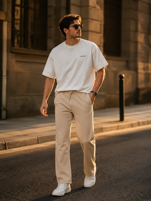 Beige_Comfort_Fit_Drawstring_Pants