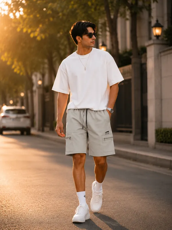 Men's_Grey_Cargo_Drawstring_Shorts