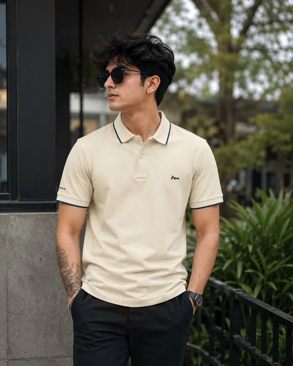 Men's_Cream_Tipped_Collar_Polo_T-Shirt