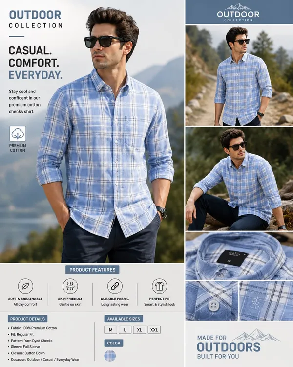 Men's_Blue_&_White_Check_Premium_Cotton_Shirt