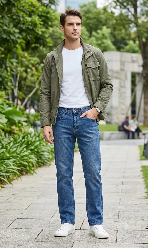 Men's_Classic_Blue_Medium_Wash_Straight_Leg_Jeans
