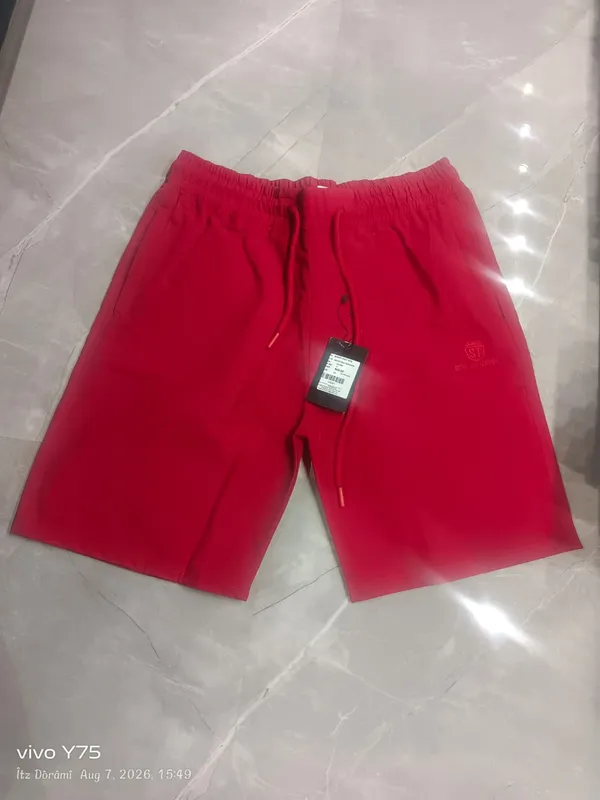 Men's_Elastic_Waist_Athleisure_Shorts_-_Cherry_Red