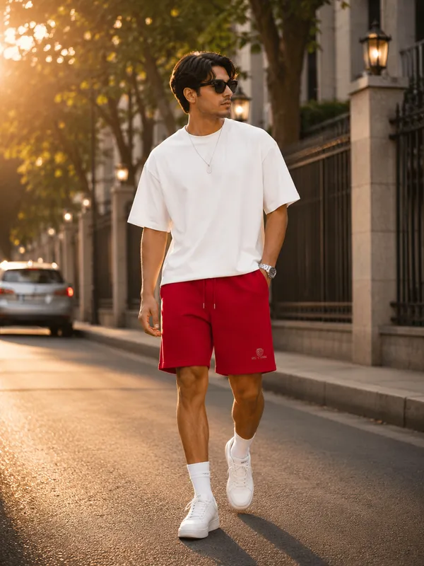 Men's_Elastic_Waist_Athleisure_Shorts_-_Cherry_Red