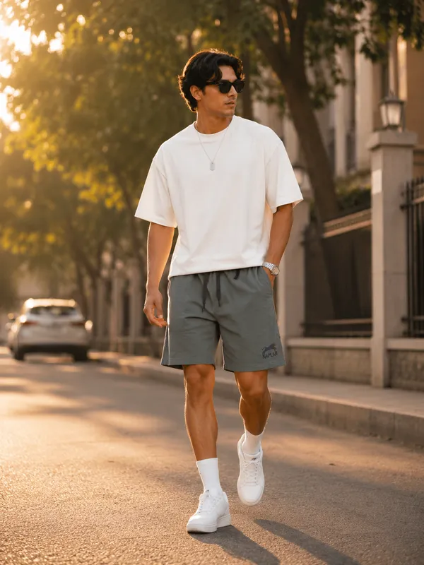 Men's_Elastic_Waist_Athleisure_Shorts_-_Grey