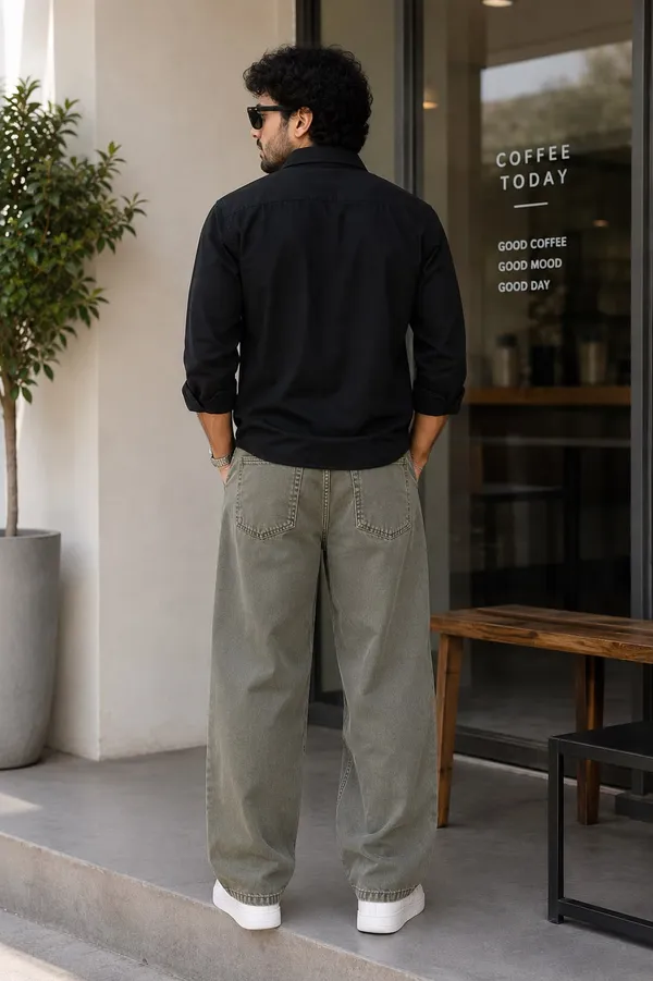 Men’s_Olive_Green_Wide-Leg_Casual_Denim