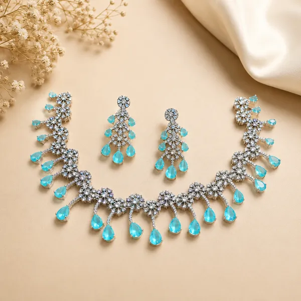 Mint_Green_Pear-Drop_Floral_Choker_and_Earring_Set