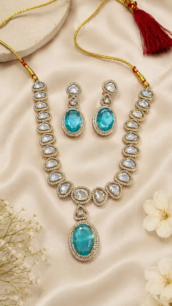 Mint_Kundan_Teardrop_Necklace_Set