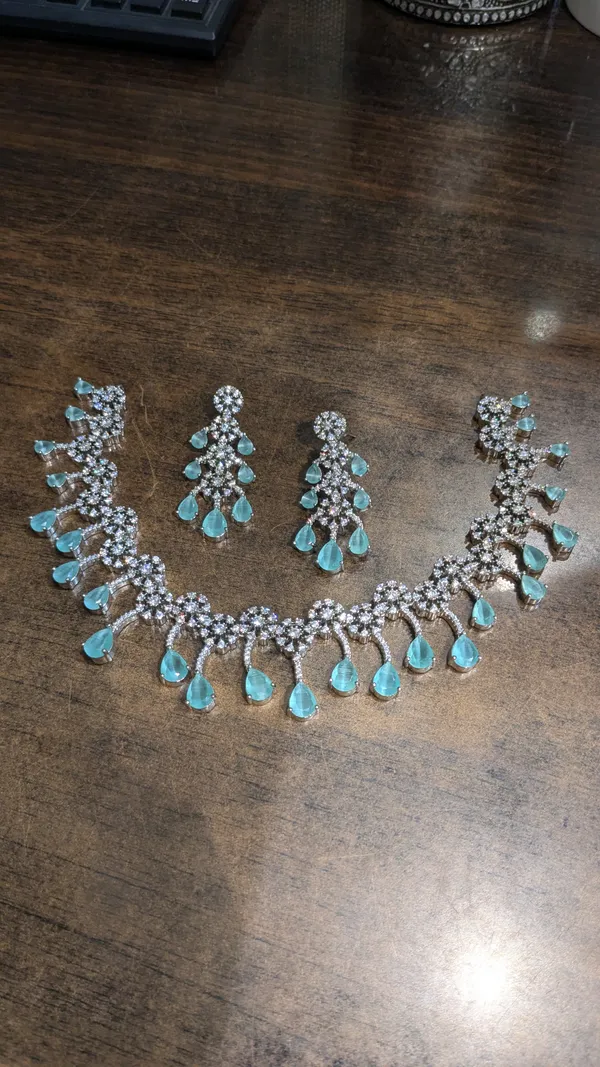 Mint_Green_Pear-Drop_Floral_Choker_and_Earring_Set
