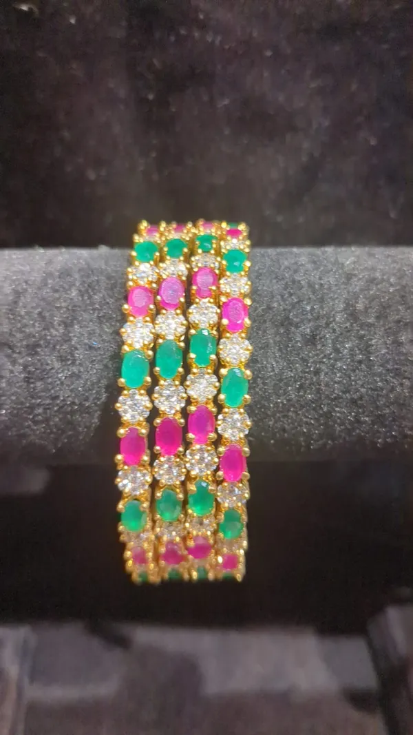 Gold-Tone_4-Piece_Ruby,_Emerald_&_CZ_Bangle_Set