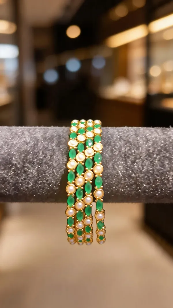 Gold-Tone_4-Piece_Emerald_Green_&_Pearl_Bangle_Set