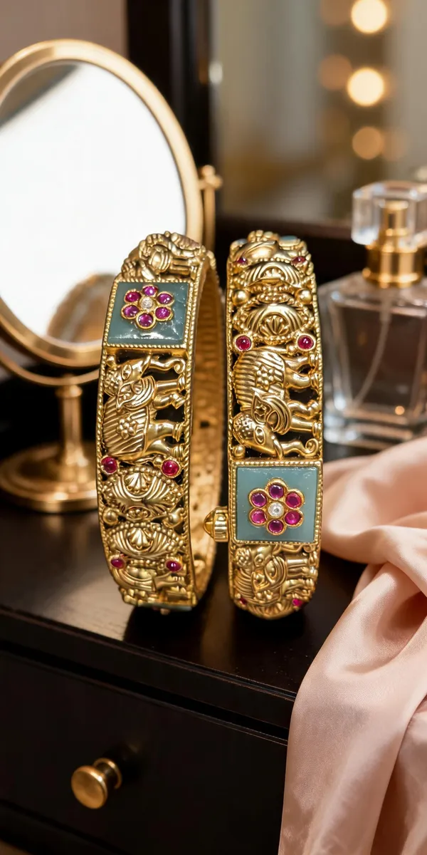 Gold-Tone_Temple_Elephant_Carved_Kada_Bangles_Pair
