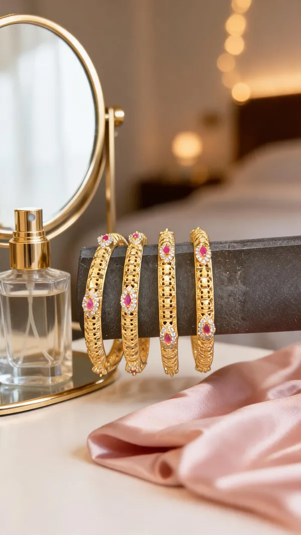 Gold-Tone_4-Piece_Ruby_&_CZ_Jaali_Bangle_Set