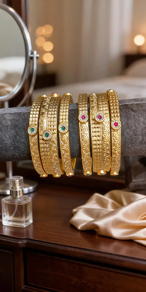 Gold-Tone_6-Piece_Temple_Floral_Bangle_Set_with_Ruby_&_Emerald_Accents