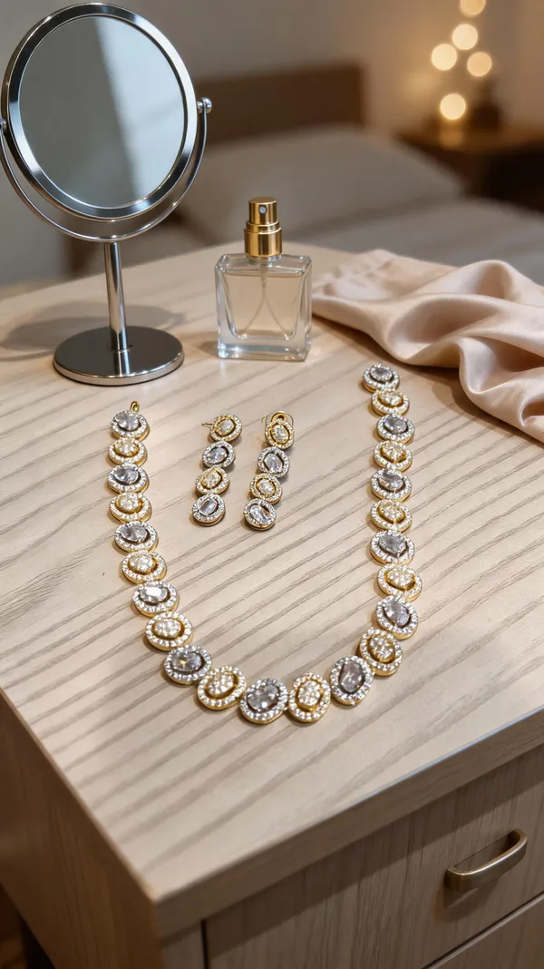 Luxury_Two-Tone_Oval_Link_American_Diamond_Necklace_Set
